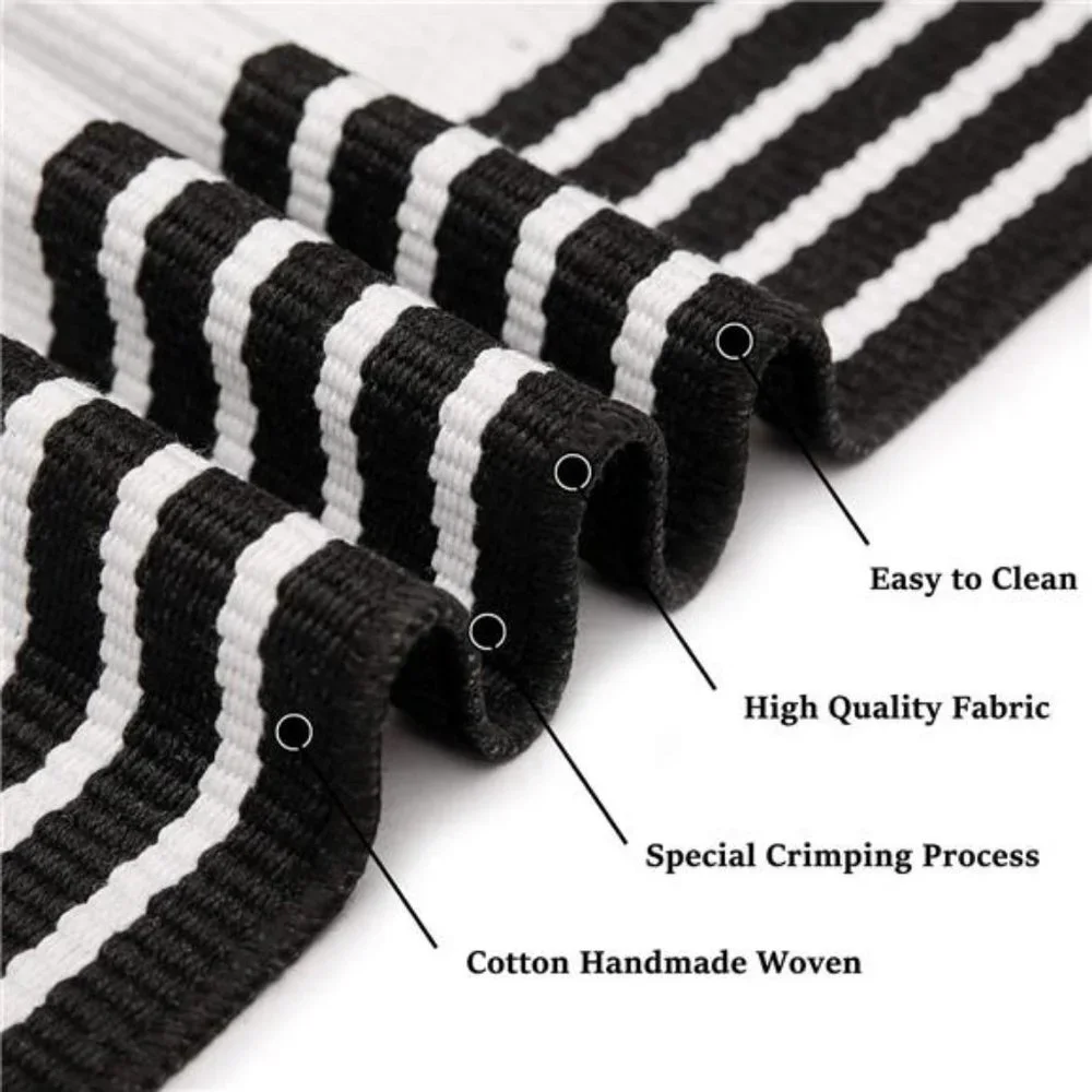 Black & White Striped Rug 27.5 x 43 '' Cotton Hand-Woven Reversible Rug